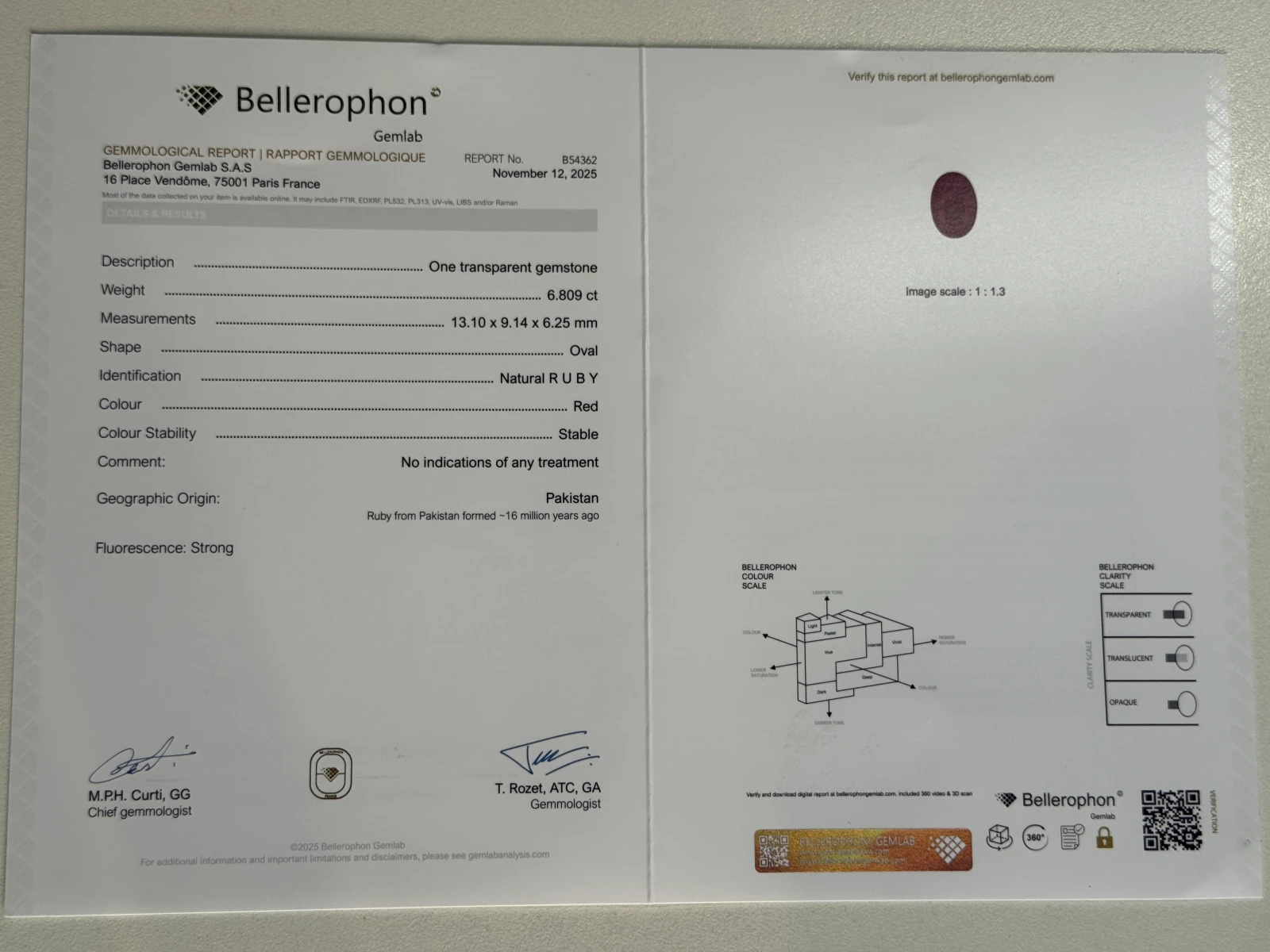 Bellerophon Certified 6.809 Ct Natural Ruby Oval Shape  Loose Gemstone — view 1
